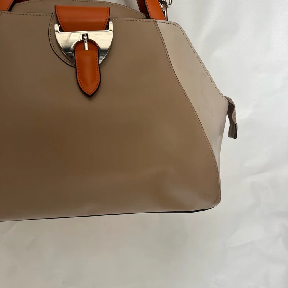 Nicoli // grey, orange structured shoulder bag cm